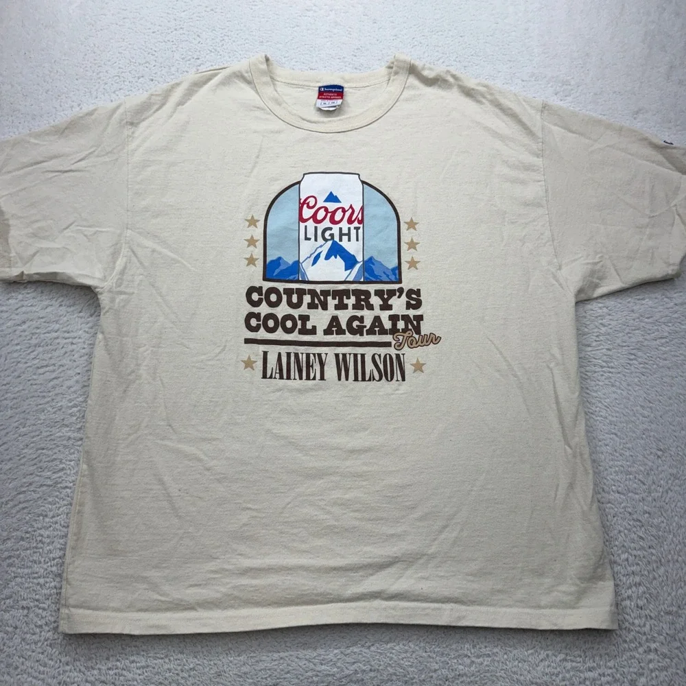 Champion Lainey Wilson Coors Light Countrys Cool Again Tour TShirt Cream XL T105 - Picture 1 of 8